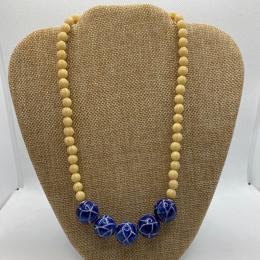 Beige and Blue Necklace